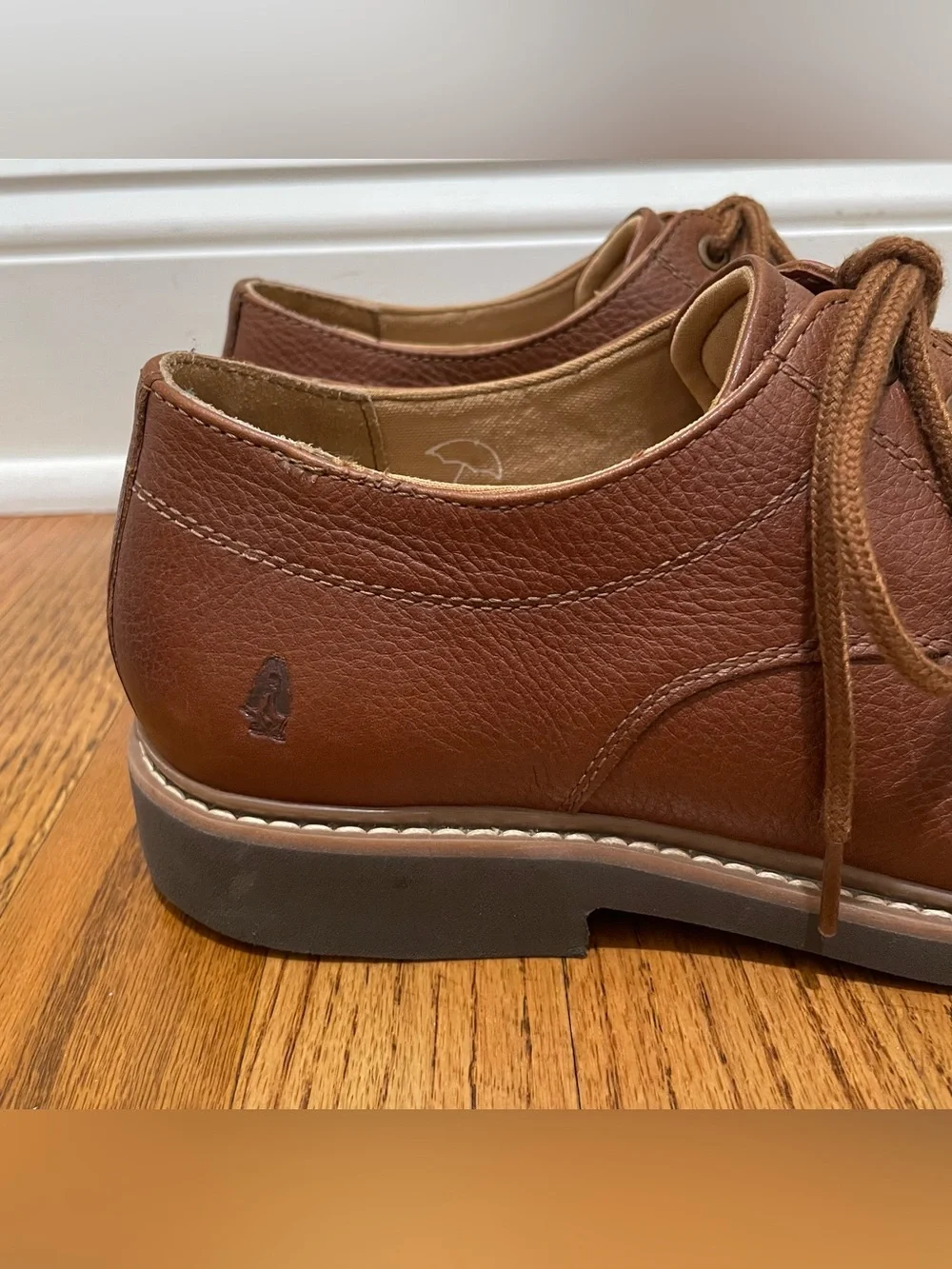 Hush Puppies Bounce Brown Leather Oxford Derby Dress Shoes Mens Size 10.5 Medium